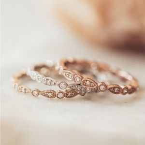 Sarah O white gold Pear and Round Eternity Wedding band